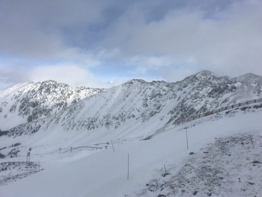 A Basin east wall seen with fresh snow